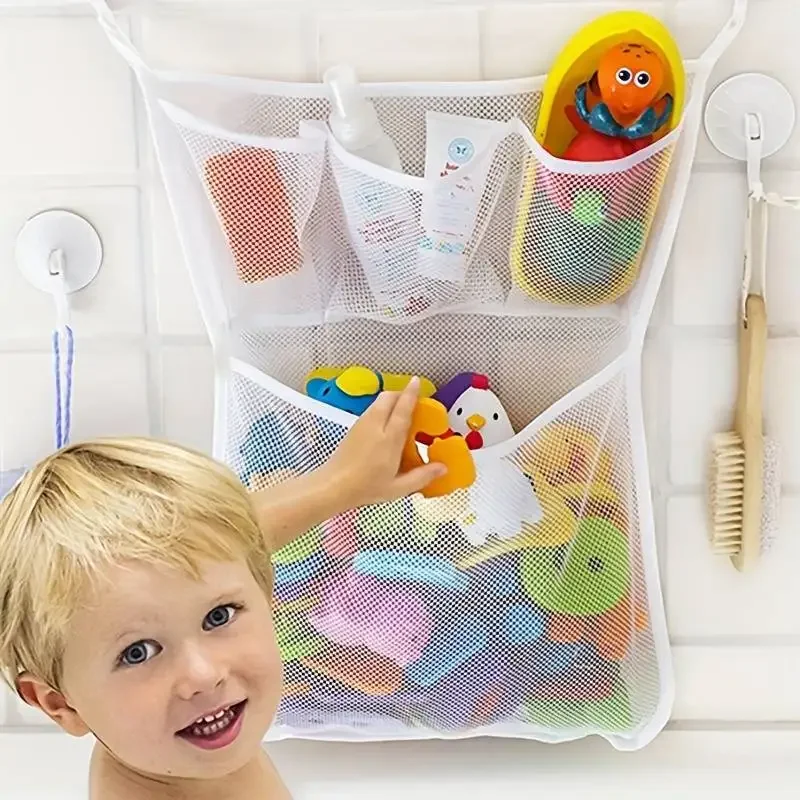 Kids Storage Toys - อาบน้ําเด็กของเล่นเด็กสีขาวของเล่นเด็กตาข่ายดูดถ้วยของเล่นกระเป๋าสุทธิห้องน้ํา Organizer