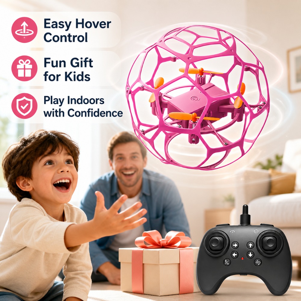 Kids Toys Under 100 - โดรนควอดคอปเตอร์รูปทรงฟุตบอลพร้อมไฟ LED สำหรับเด็กและผู้เริ่มต้น 360 องศา °