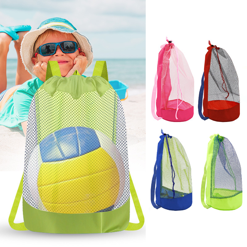 Kids Storage Toys - ถุงเก็บของเด็กแบบมีเชือกผูก ความจุขนาดใหญ่ กระเป๋าสะพายไหล่คู่สำหรับเด็กชายและเด็กหญิง กระเป๋าตาข่ายใส่ของเล่นชายหาดและของเล่นอาบน้ำ