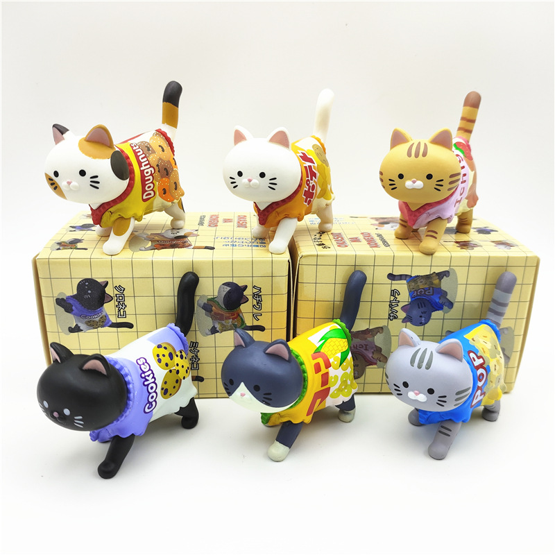 Kids Toys Packaging - กล่องสุ่มแมวน่ารัก แต่งตัวเป็นขนม ของเล่นฟิกเกอร์แมว ตุ๊กตาลูกแมว ของขวัญคริสต์มาสสำหรับเด็ก