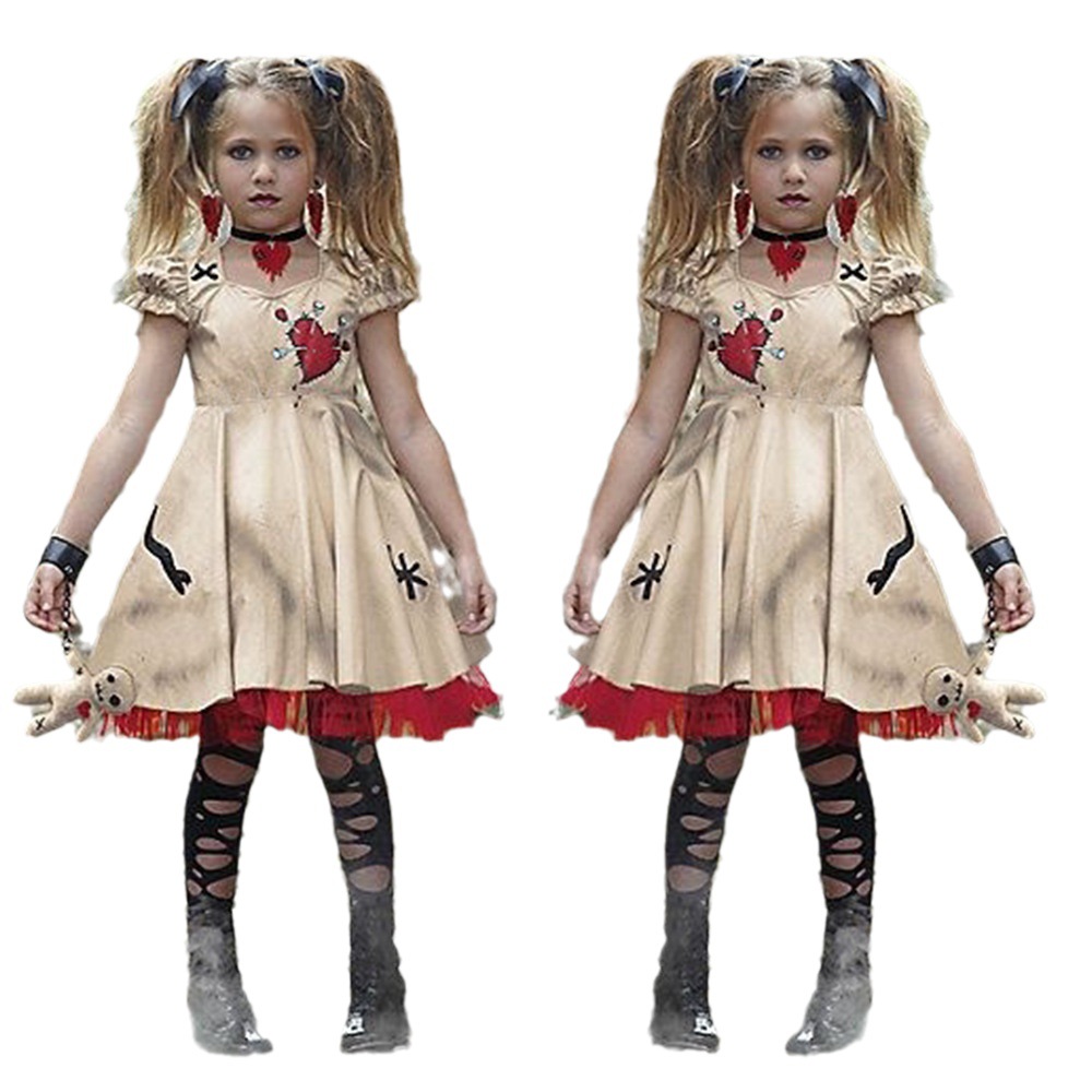Kids Toys Resale - สาวฮาโลวีนเครื่องแต่งกายตุ๊กตาวูดูเครื่องแต่งกายสําหรับเด็กแฟนซีคอสเพลย์ชุดมินิ 100 ซม.-150 ซม