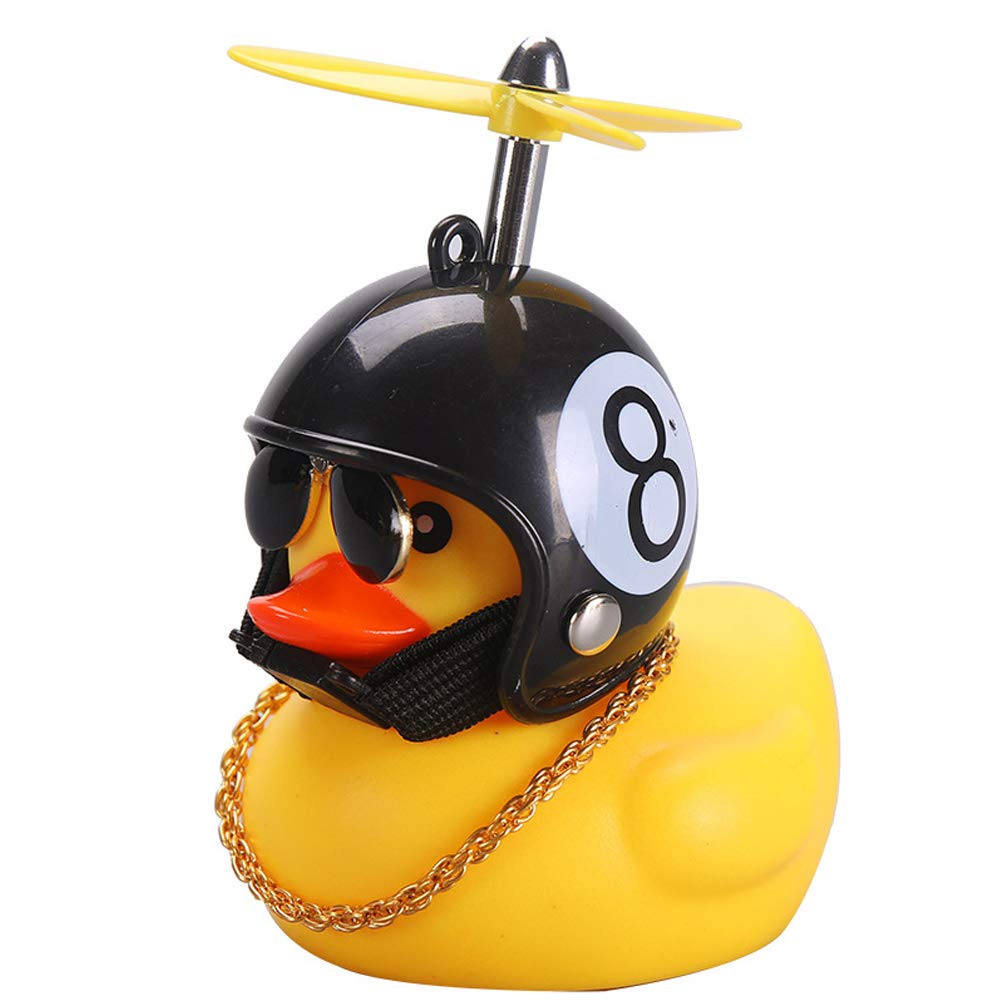 Rubber Duck Bath - เป็ดยางของเล่นพร้อมหมวกกันน็อคประดับตกแต่งแดชบอร์ดเป็ดสีเหลืองพร้อมสร้อยคอใบพัด