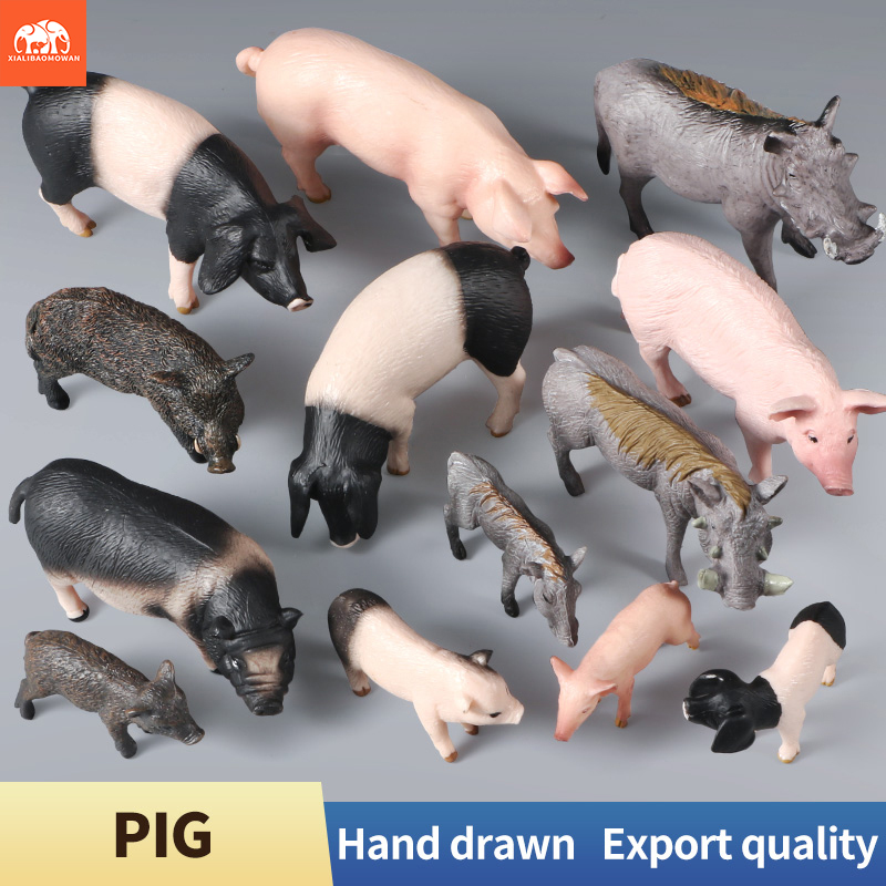 Kids Toys Packaging - ชุดฟิกเกอร์สัตว์ในฟาร์มสัตว์ปีก - หมู หมูป่า หมูเสือ หมูป่าจำลอง