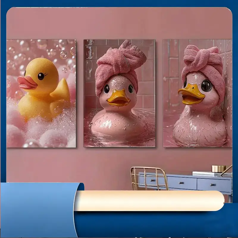 3 ชิ้น - ภาพวาดศิลปะบนผ้าใบลาย - Rubber Duck Bath บทวิจารณ์และราคา